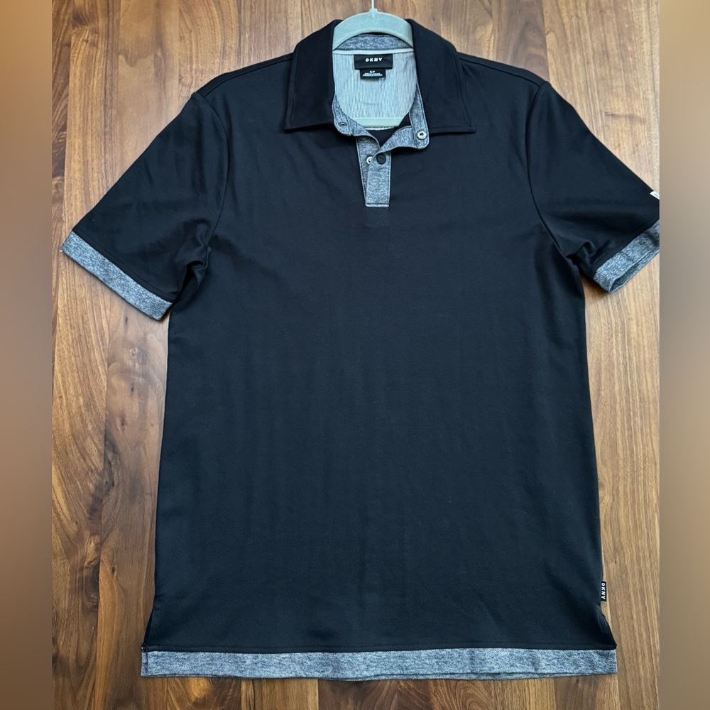 DKNY Men’s Polo Shirt in Black and Gray